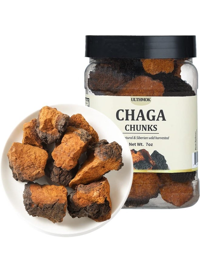 ULTHMOK Premium Chaga Mushroom Chunks 7 Oz/199g, Selected Natural Chaga Mushroom Tea, 100% Siberian Wild Harvested - Image 1